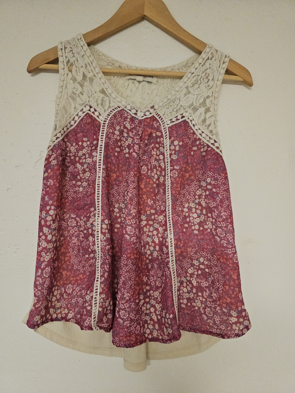Floral Lace Tank - Pink & Cream